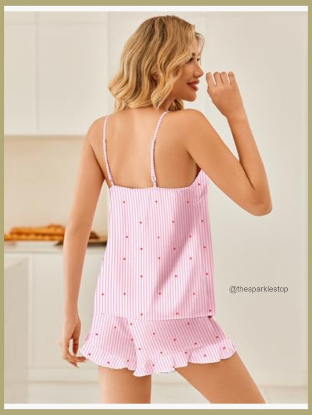 Satin Camisole and Ruffle Shorts Pajama Set - Picture 4 of 6